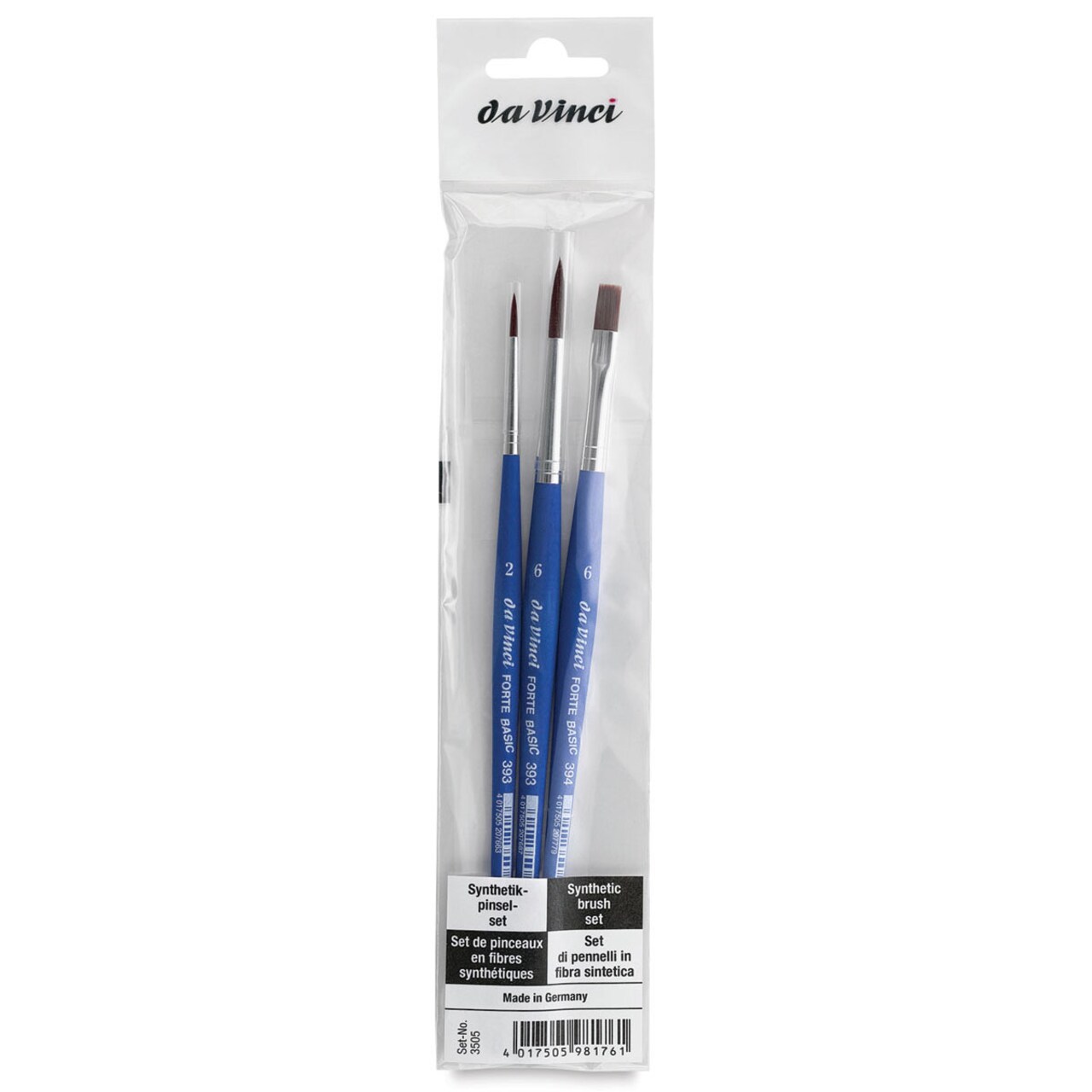 Da Vinci Forte Basic Synthetic Brushes - Assorted, Short Handler, Set of 3